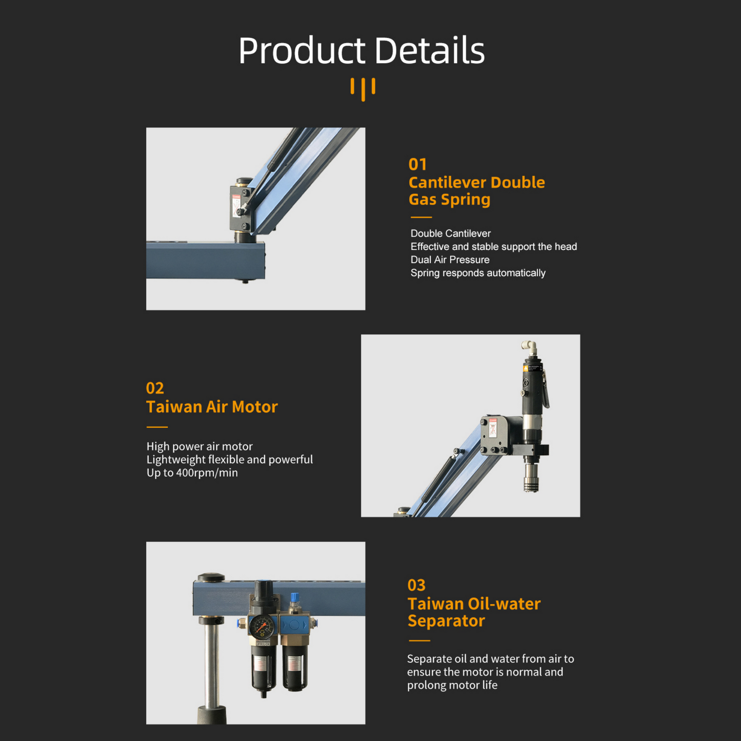 Pneumatic Tapping Arm Machine Hand Vertical Tapper Threading Tool Tap Arm M3-M12