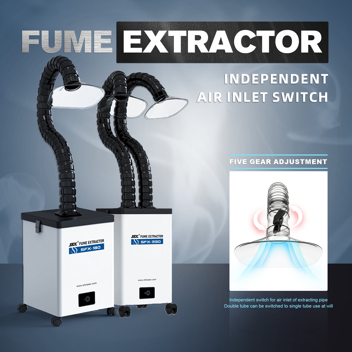 SFX Fume Extractor with 3 Stage Filters Strong Suction Smoke Purifiers 80W/135W
