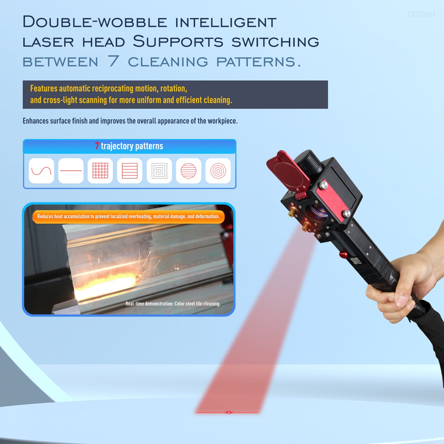 SFX 3000W Single Phase AC220V Double-Wobble Gun Head Laser Cleaning Machine Smart Interconnection Metal Rust Oxide Painting Oil Removal