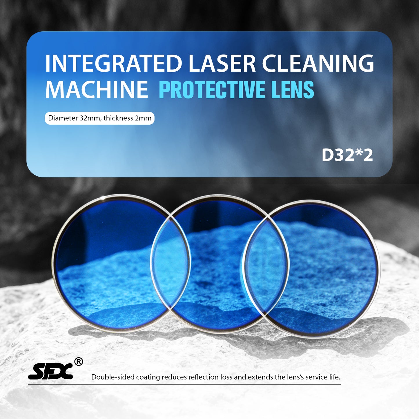 SFX 2000W 3000W Double Wobble Laser Cleaning Machine Protective Lens D32*2mm