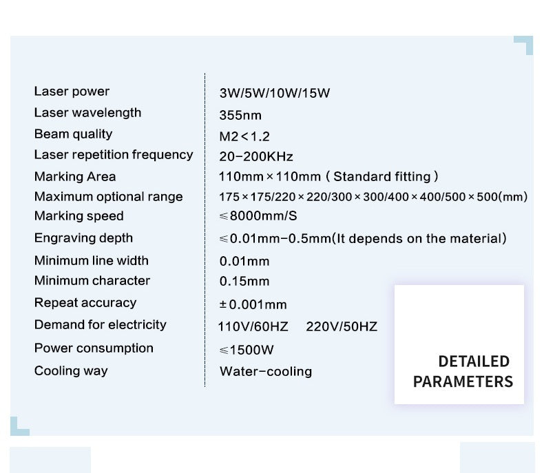 SFX UV Laser Marking Machine 3W/5W/10W/15W Fiber Laser Engraver with S&A Water Chiller
