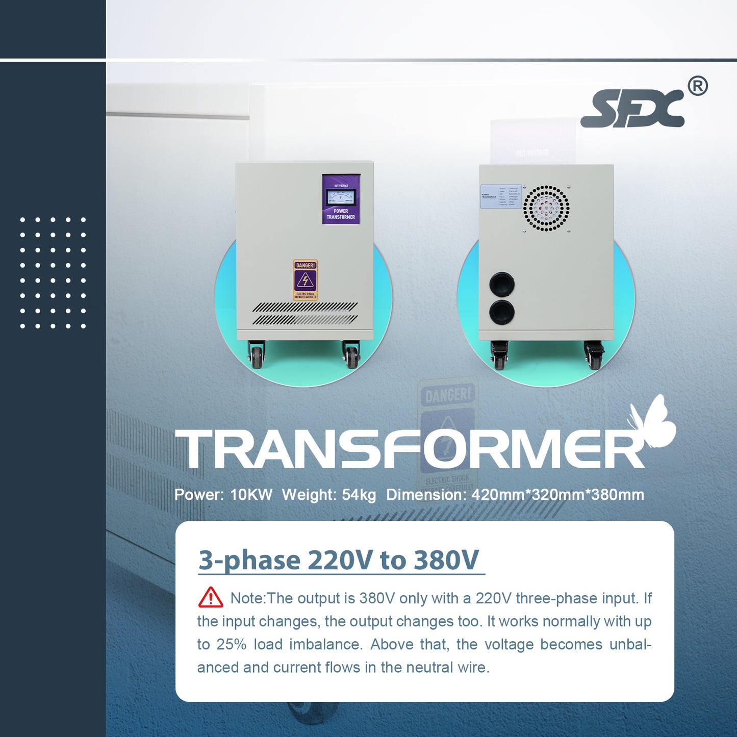 SFX 10KW 3-phase 220V to 380V Transformer for Laser Cleaning Machine Laser Welding Machine