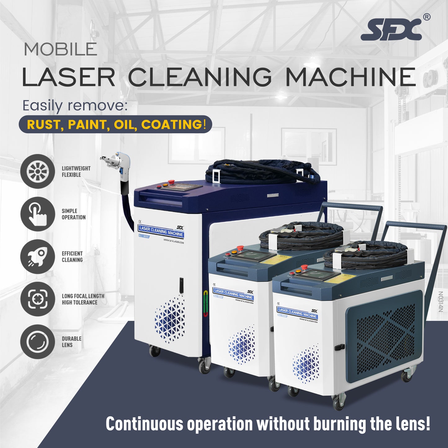 SFX 2000W MAX Laser Cleaning Machine with 10m Fiber Cable Metal Laser Cleaner Rust Oxide Painting Oil Removal