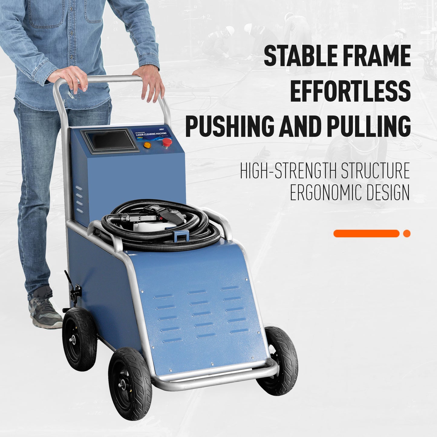 US Stock 300W Off-Road Pulse Laser Cleaning Machine For Outdoor Field Oil Stains Paint Coating Remove