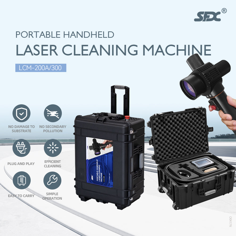 SFX 200W Portable Pulse Laser Cleaning Machine Metal Rust Oxide Painting Graffiti Oil Remover