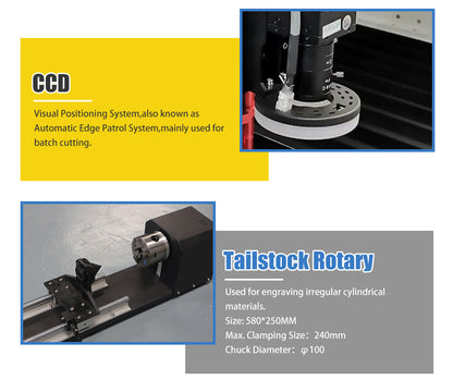 130W/150W/180W/220W/300W CO2 Laser Cutter Laser Engraver with 1300×2500mm Workbench